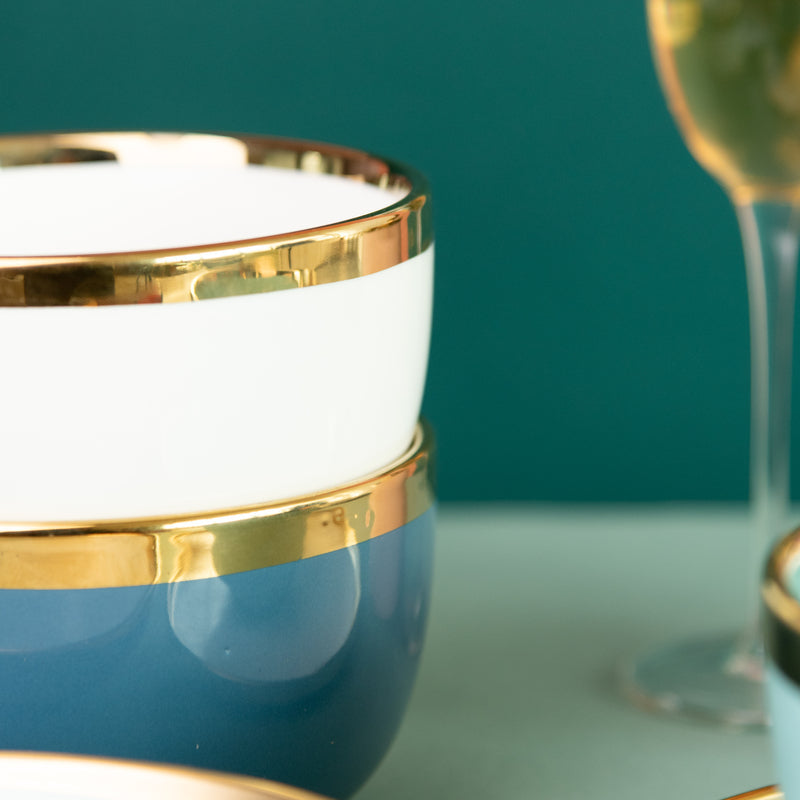 Gold Rim Cool Tone Serving Bowl