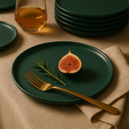 Matte Texture Ceramic Dinner Plate - Forest Green (9 Inches)