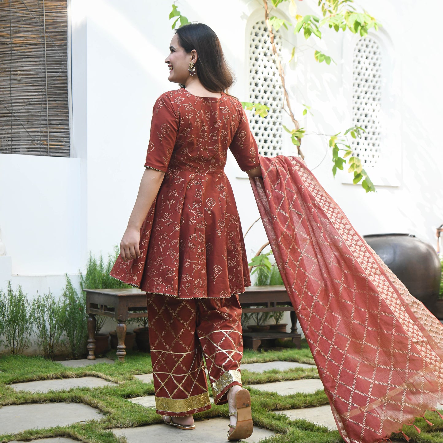Red Flowy Cotton Suit Set for Women | Handcrafted in India | Comfortable & Trendy