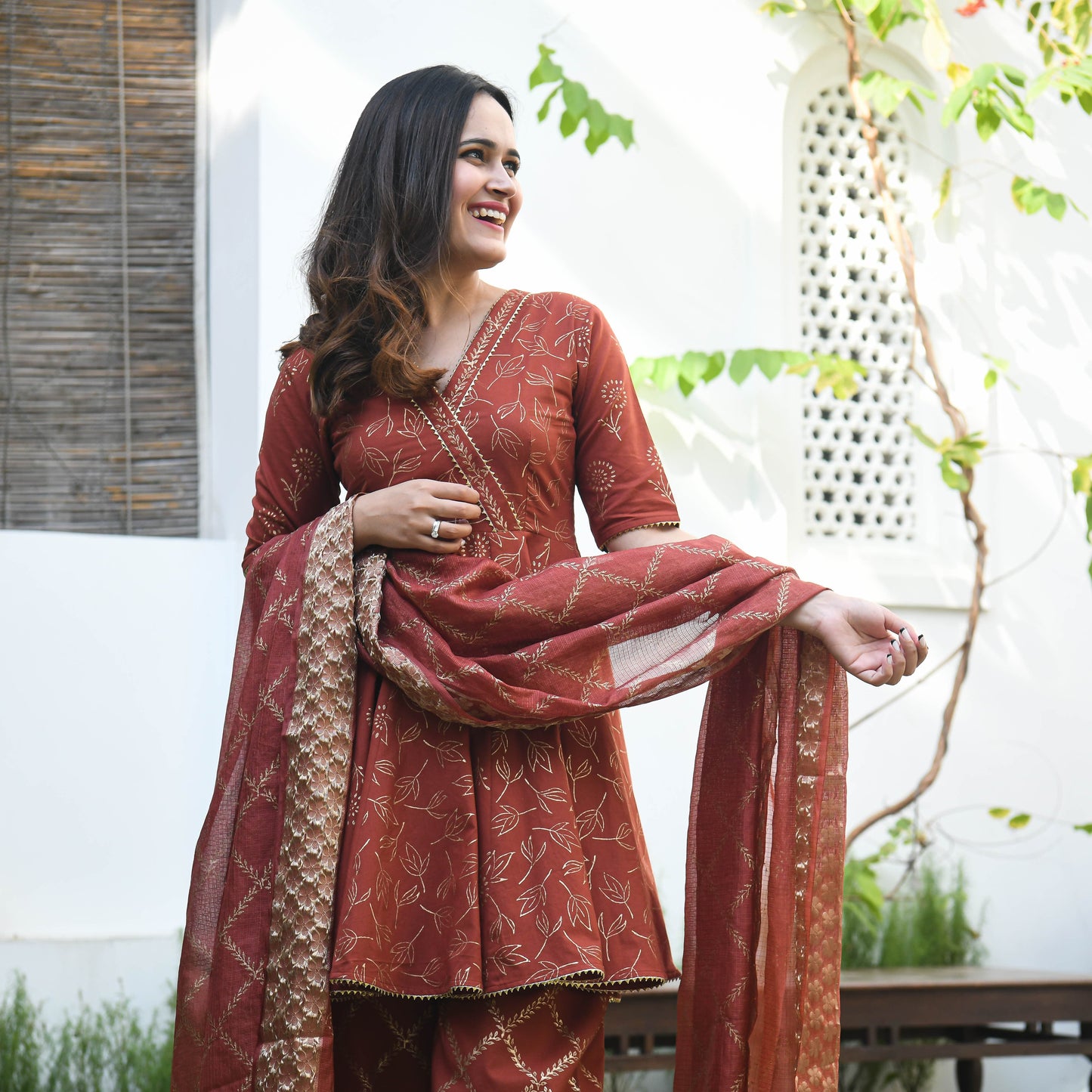 Red Flowy Cotton Suit Set for Women | Handcrafted in India | Comfortable & Trendy