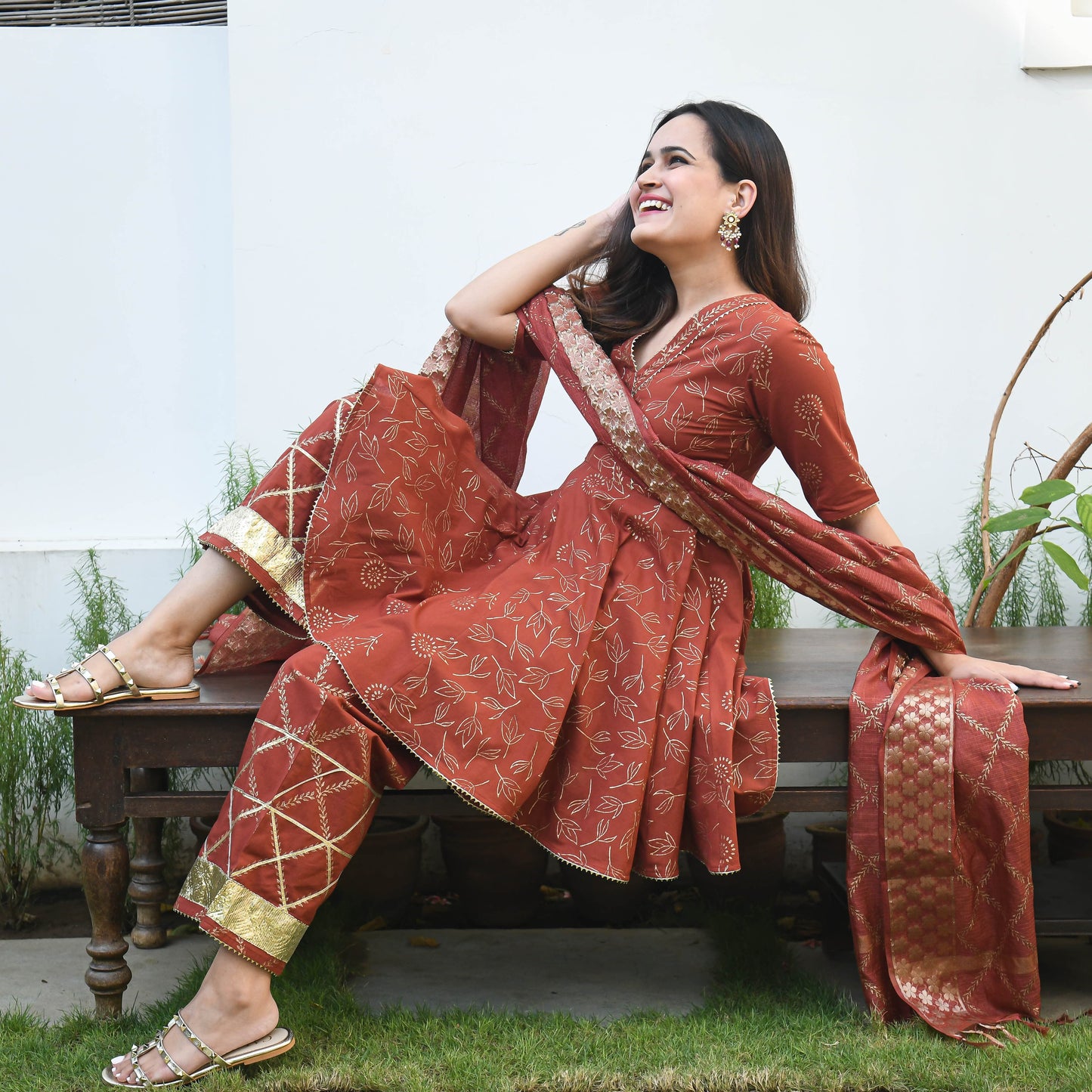Red Flowy Cotton Suit Set for Women | Handcrafted in India | Comfortable & Trendy