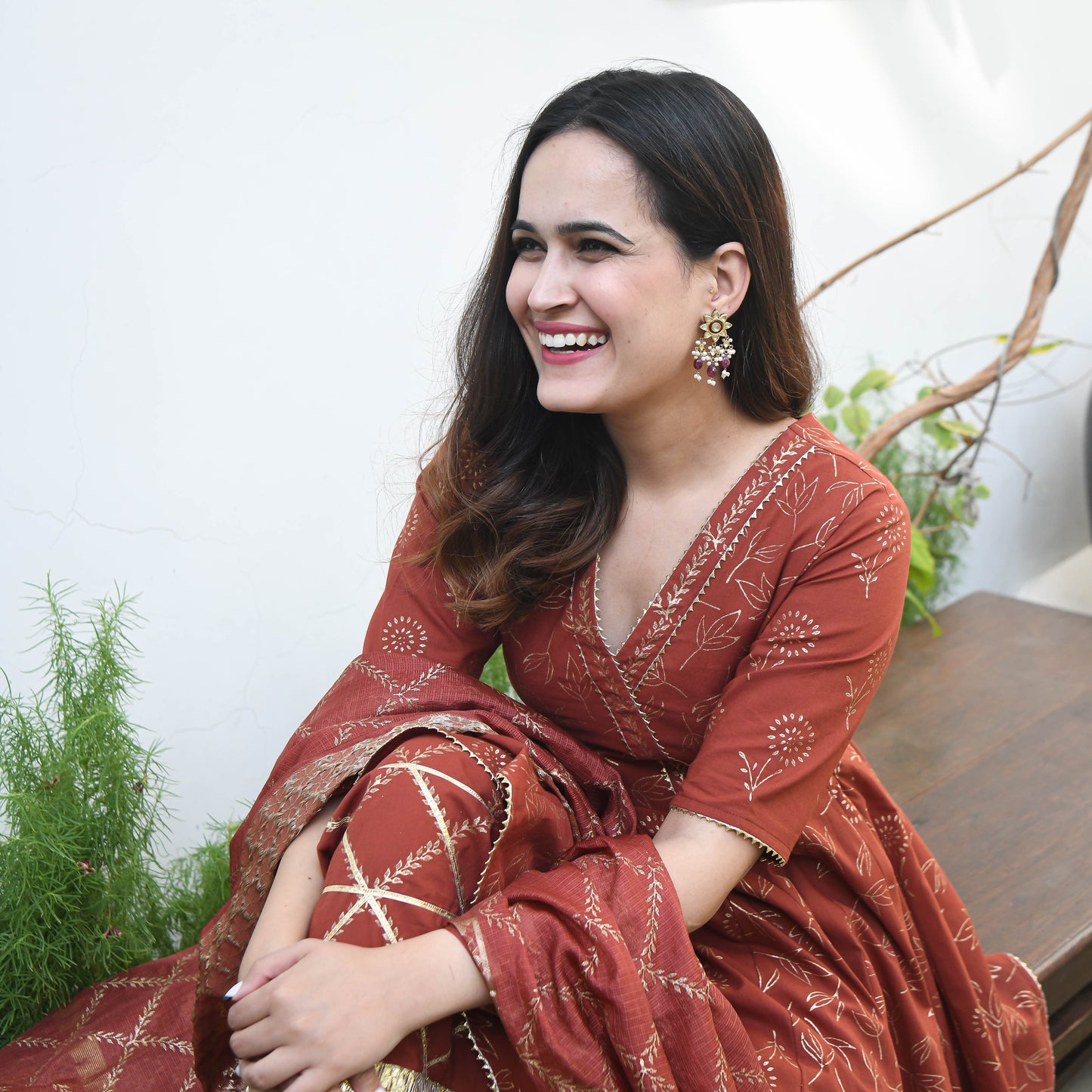 Red Flowy Cotton Suit Set for Women | Handcrafted in India | Comfortable & Trendy