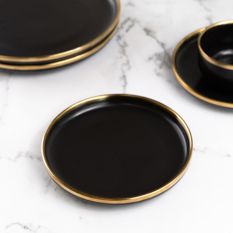 Jet Black Gold Rimmed Starter Plate