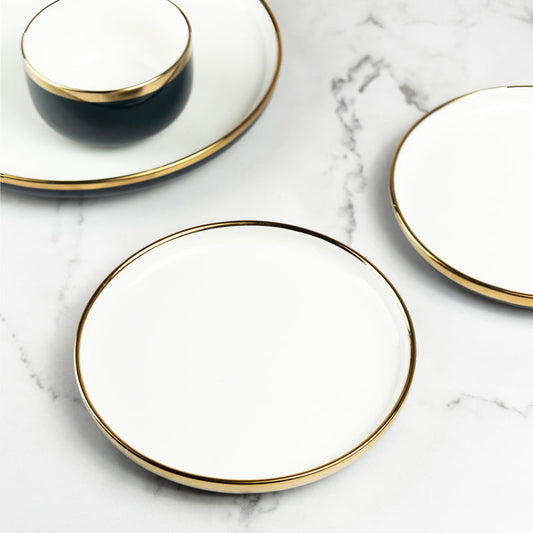 White & Blue Dual-Toned Gold Rimmed Starter Plate