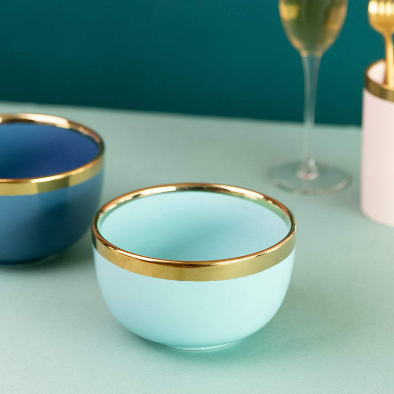 Gold Rim Cool Tone Serving Bowl