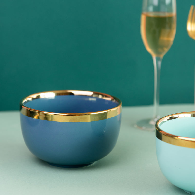 Gold Rim Cool Tone Serving Bowl