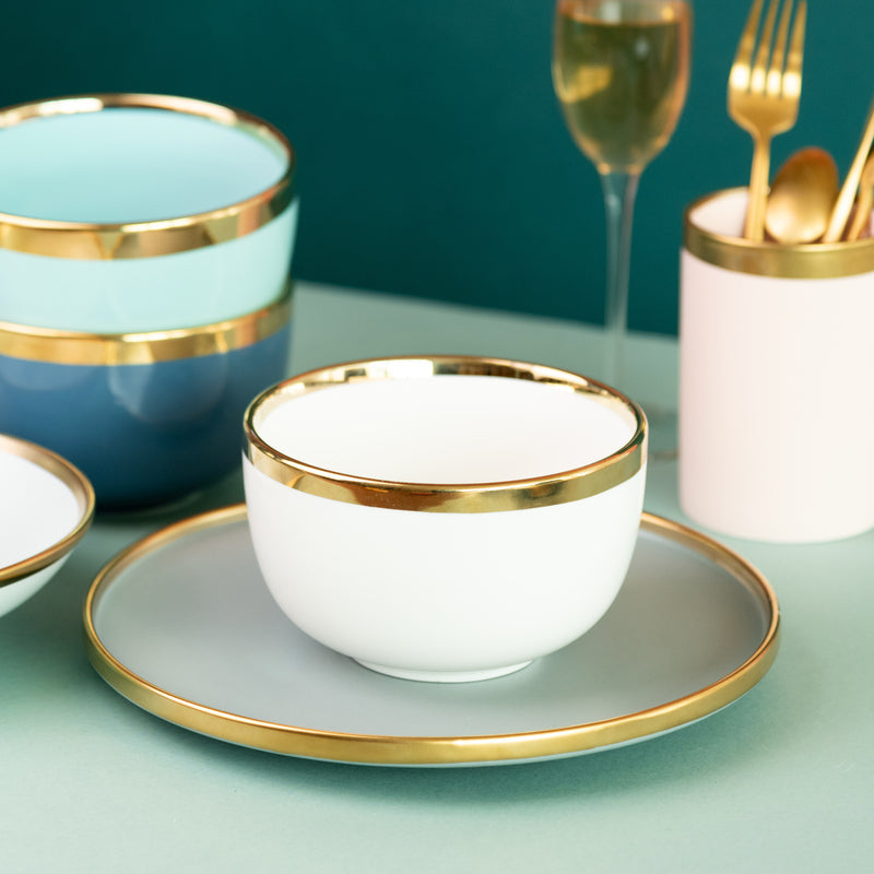 Gold Rim Cool Tone Serving Bowl