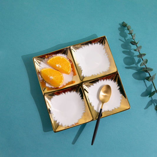 Aurulent Pattern 4 Sectioned Snack Platter