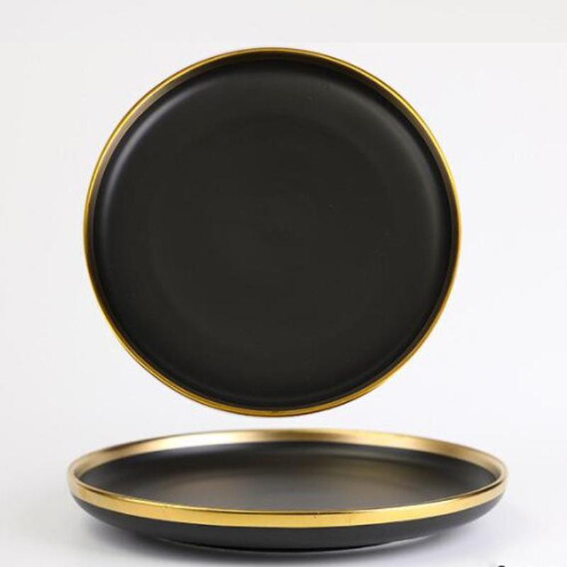 Jet Black Gold Rimmed Starter Plate