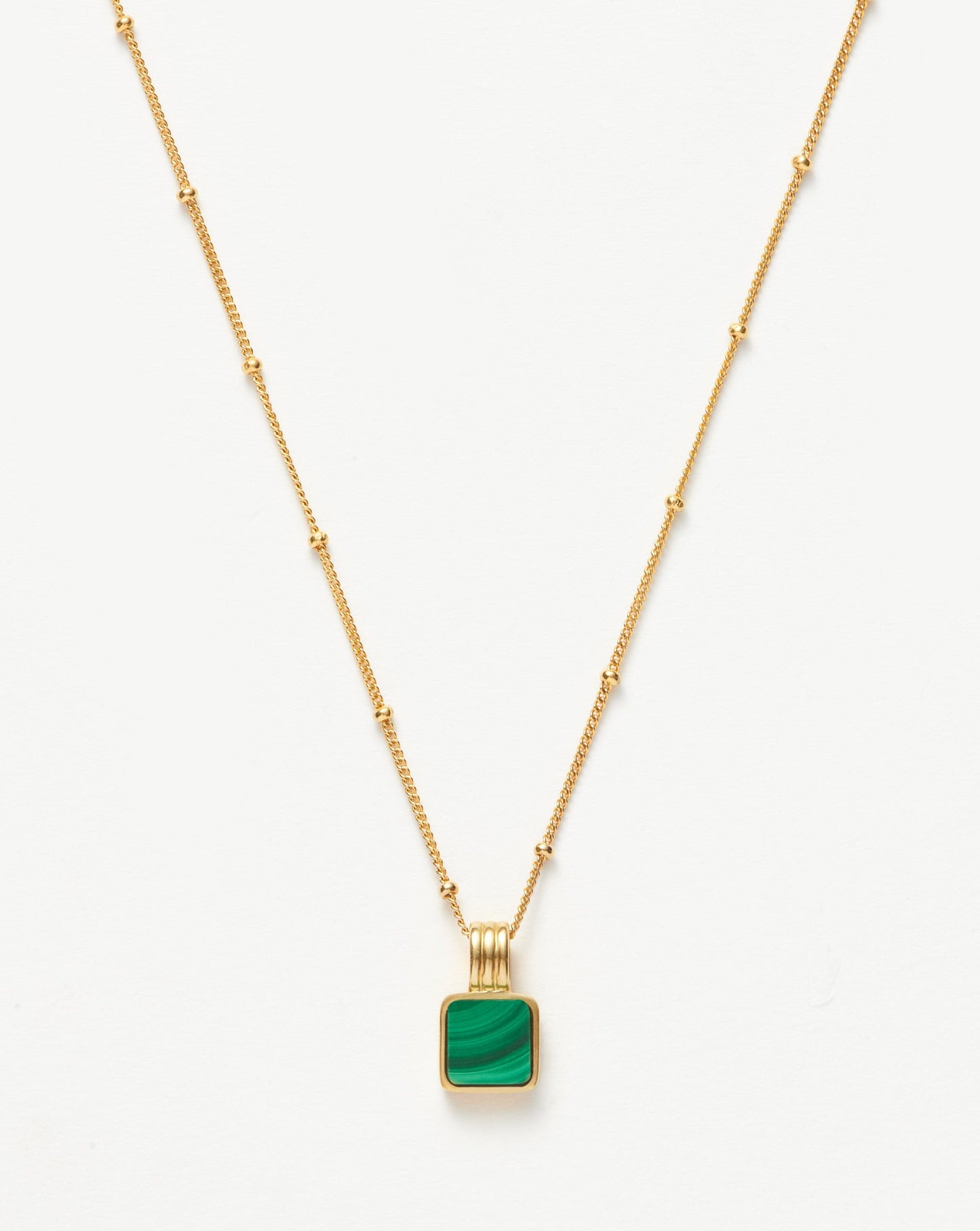 Lucy Williams Square Malachite Necklace | 18ct Gold Vermeil/Malachite