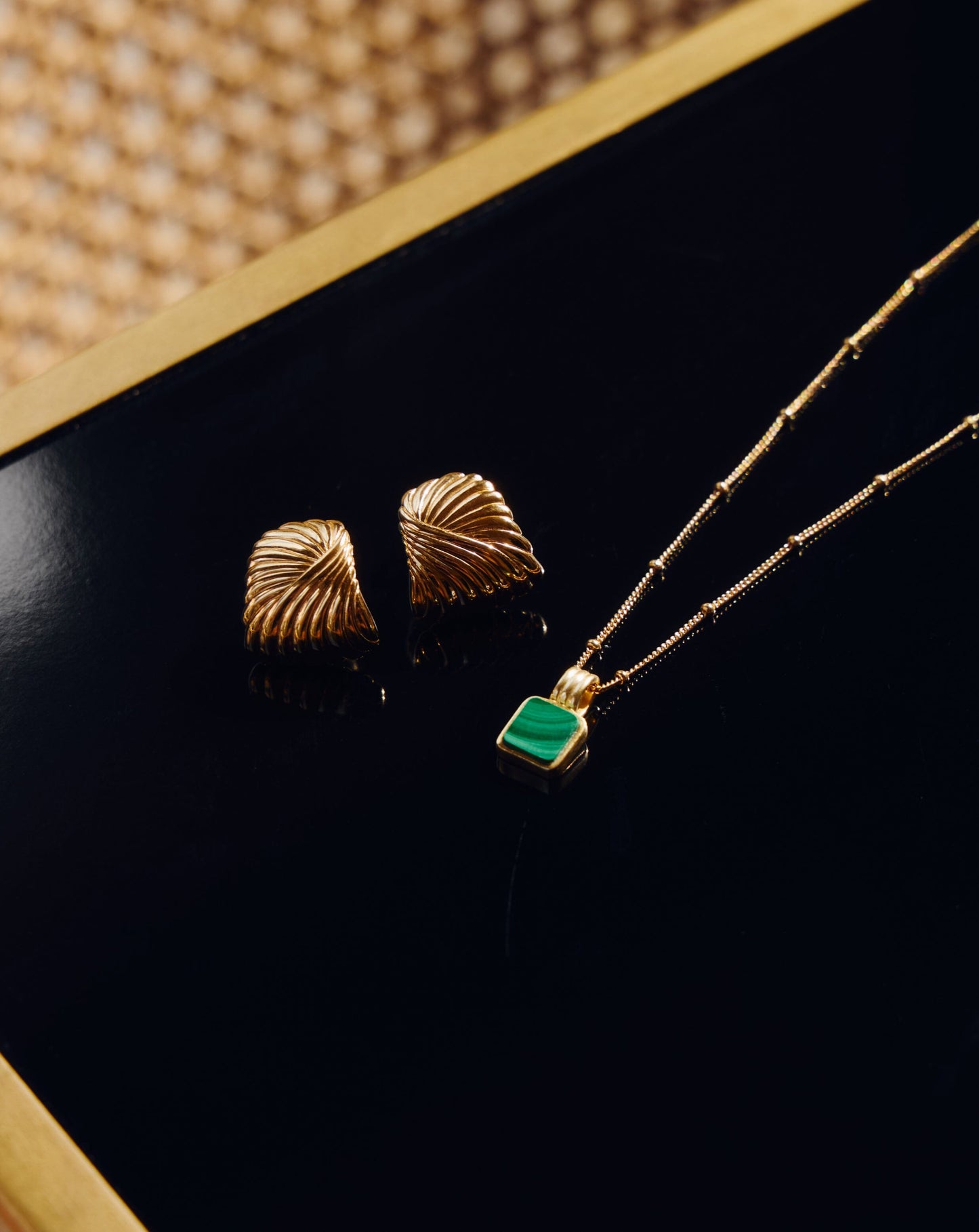 Lucy Williams Square Malachite Necklace | 18ct Gold Vermeil/Malachite