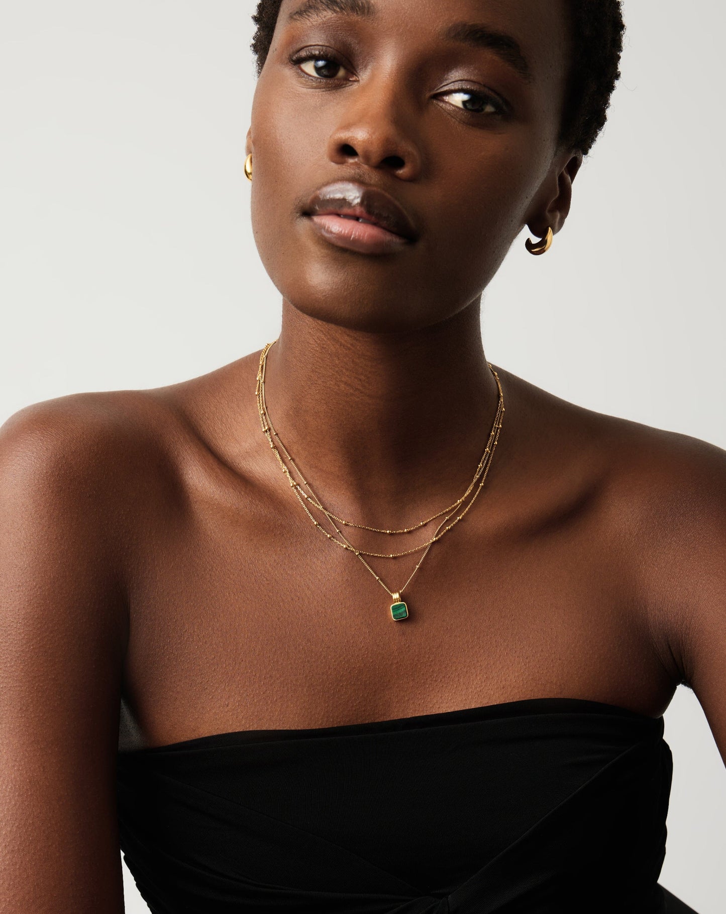 Lucy Williams Square Malachite Necklace | 18ct Gold Vermeil/Malachite