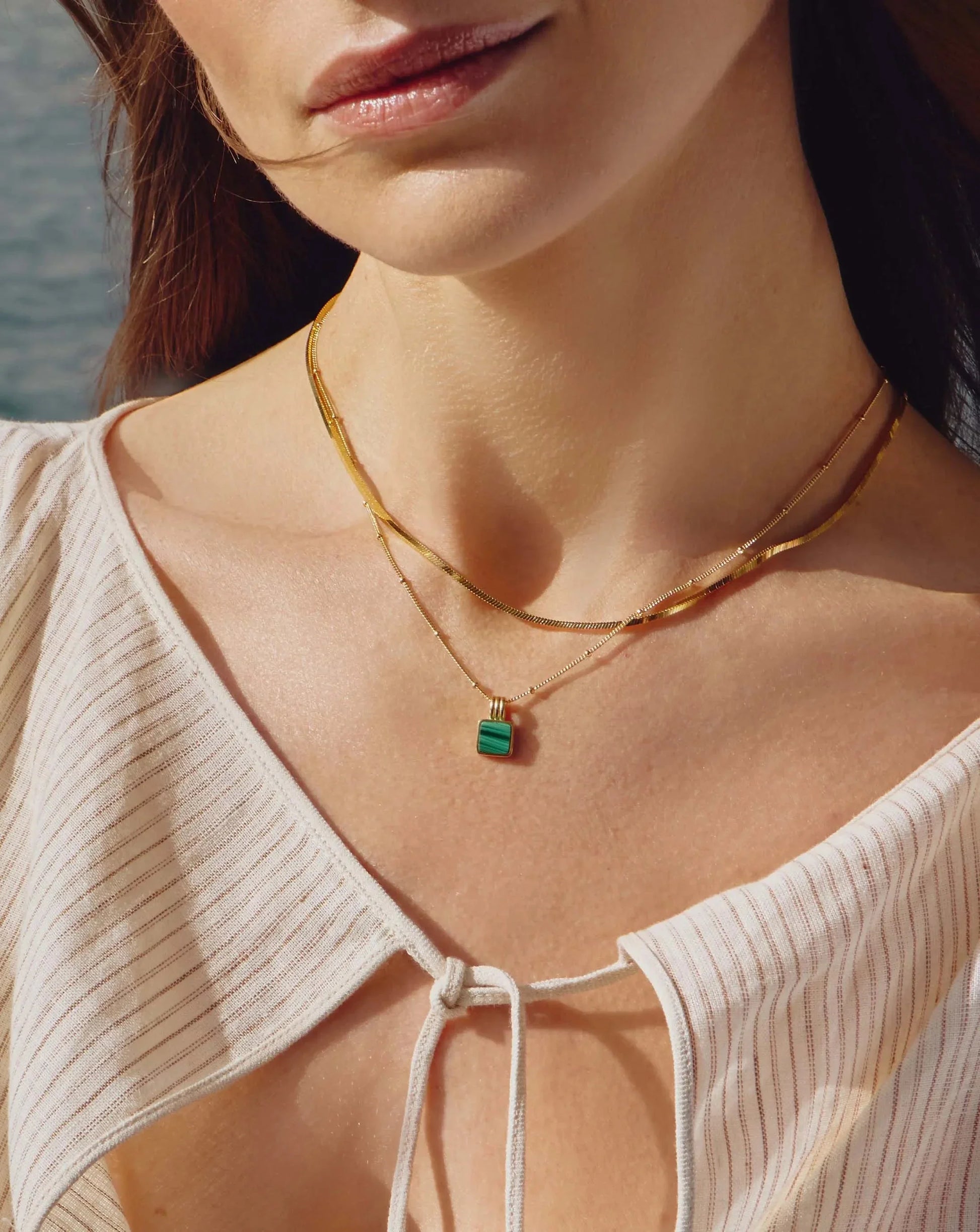 Lucy Williams Square Malachite Necklace | 18ct Gold Vermeil Lucy Williams Square Malachite Necklace | 18ct Gold Vermeil