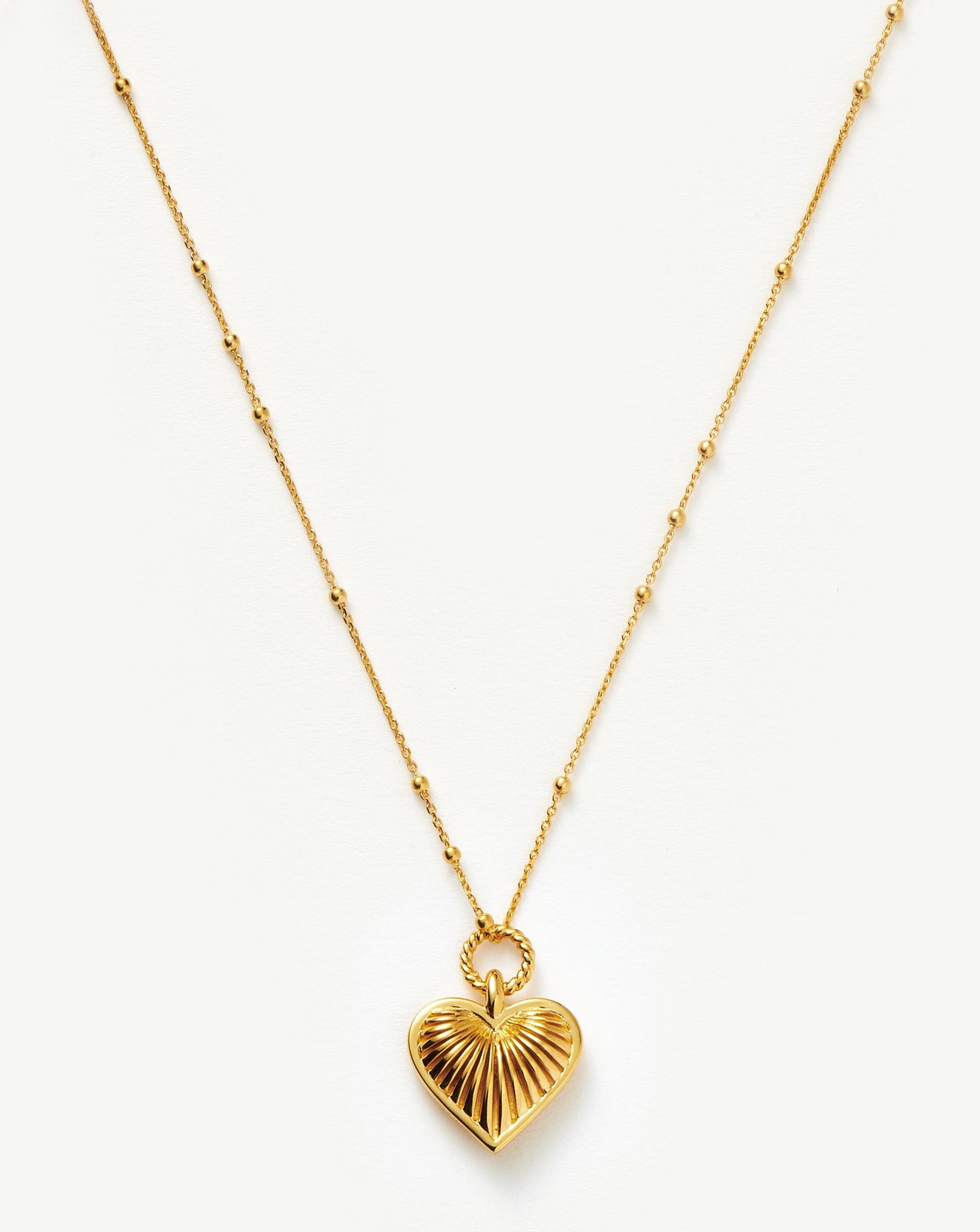Ridge Heart Charm Pendant Necklace | 18ct Gold Plated